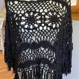 Torrid Black Crochet Poncho
